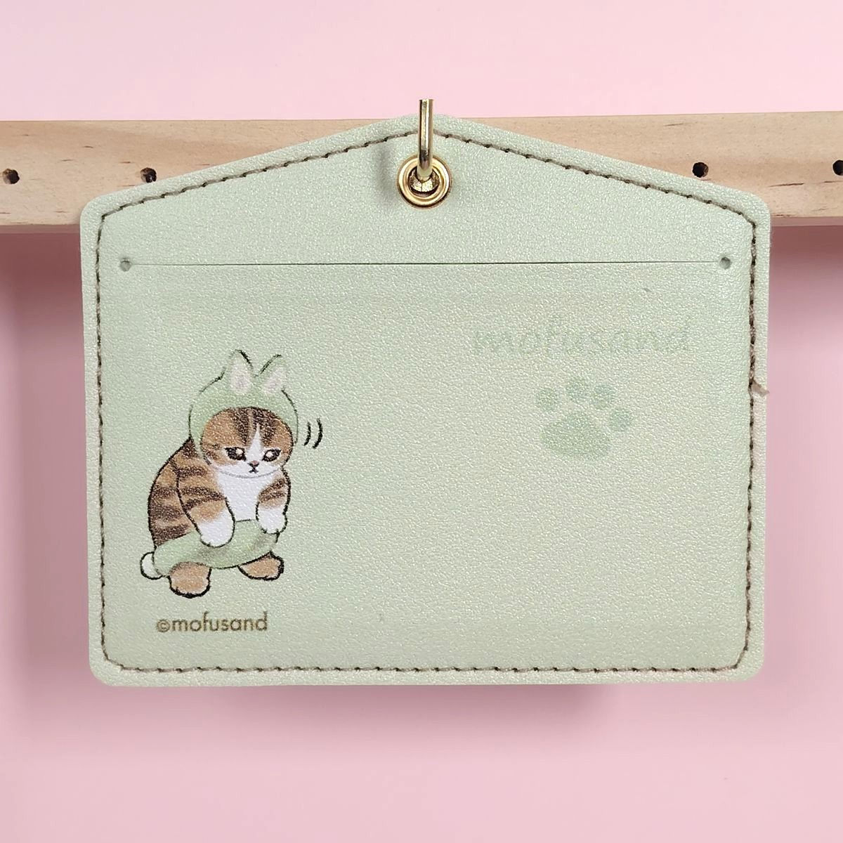 Porte-carte mofusand officiel vert avec chat lapin kawaii