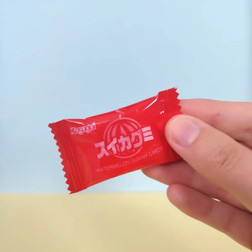 Bonbon Kasugai Frutia Pastèque Gummy dans son emballage individuel rouge