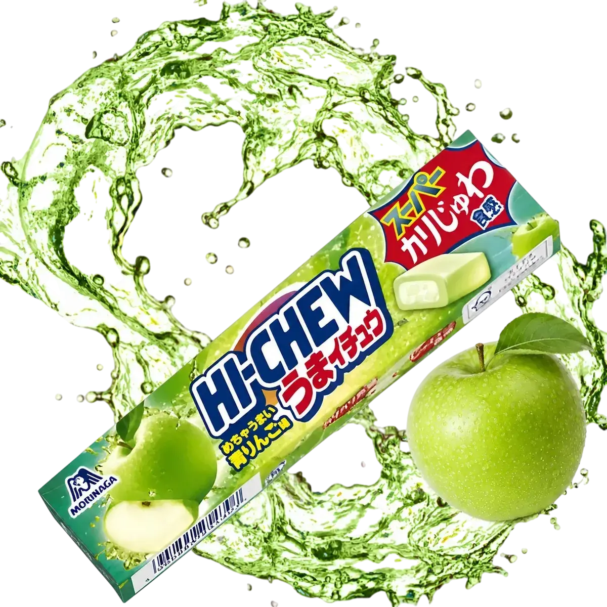 Hi-Chew Umai-Chew pomme verte 58,8g Morinaga Japon, texture croquante-fondante