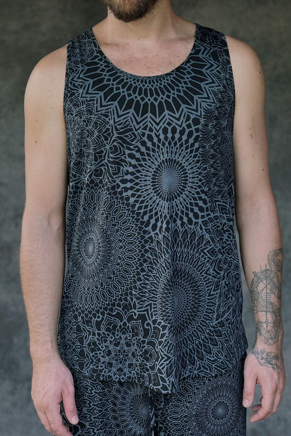 Thumbnail: sacred geometry design printed tank top set with shorts 