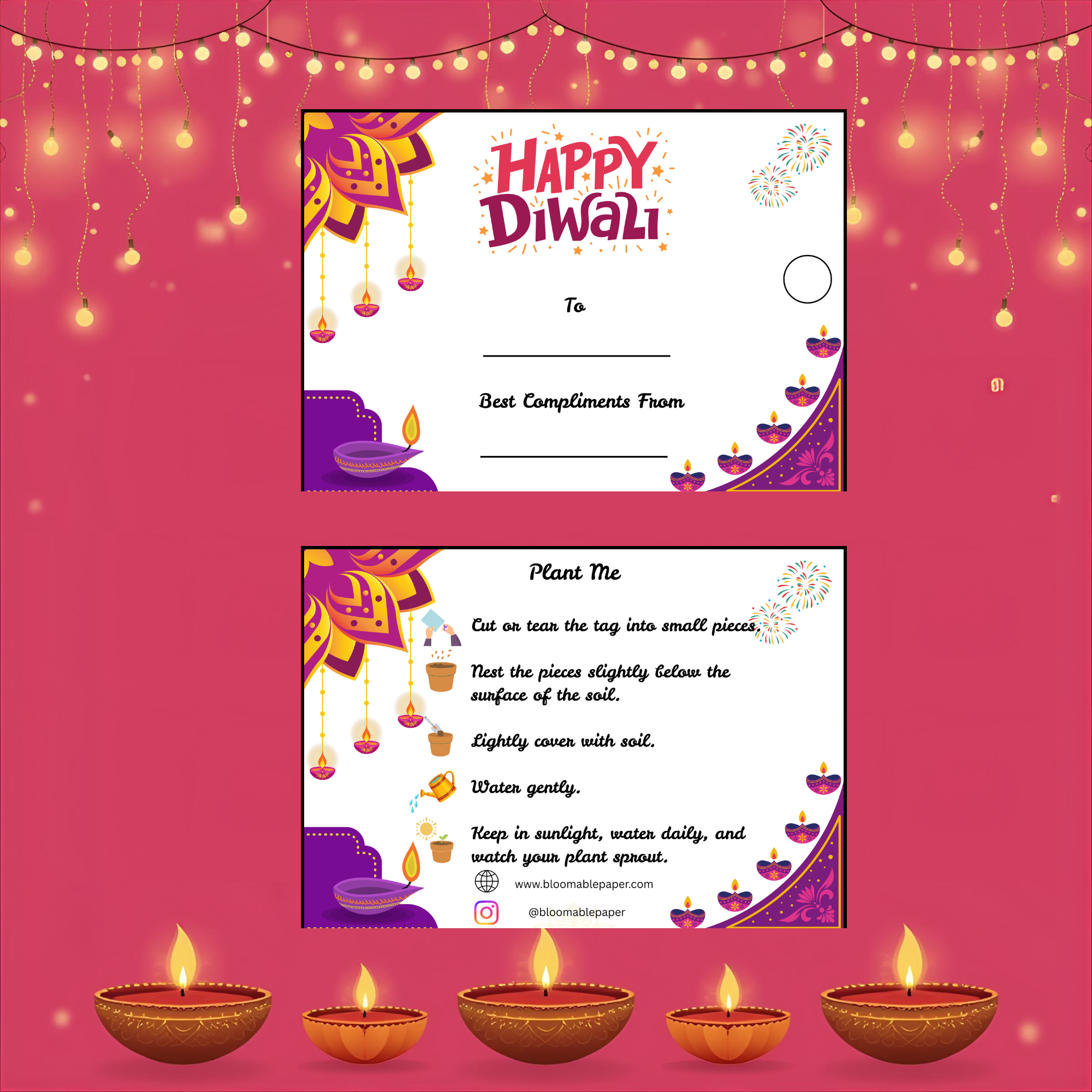 Sparkling Joy Diwali Gift Tag (3.5 x 2.5 in)