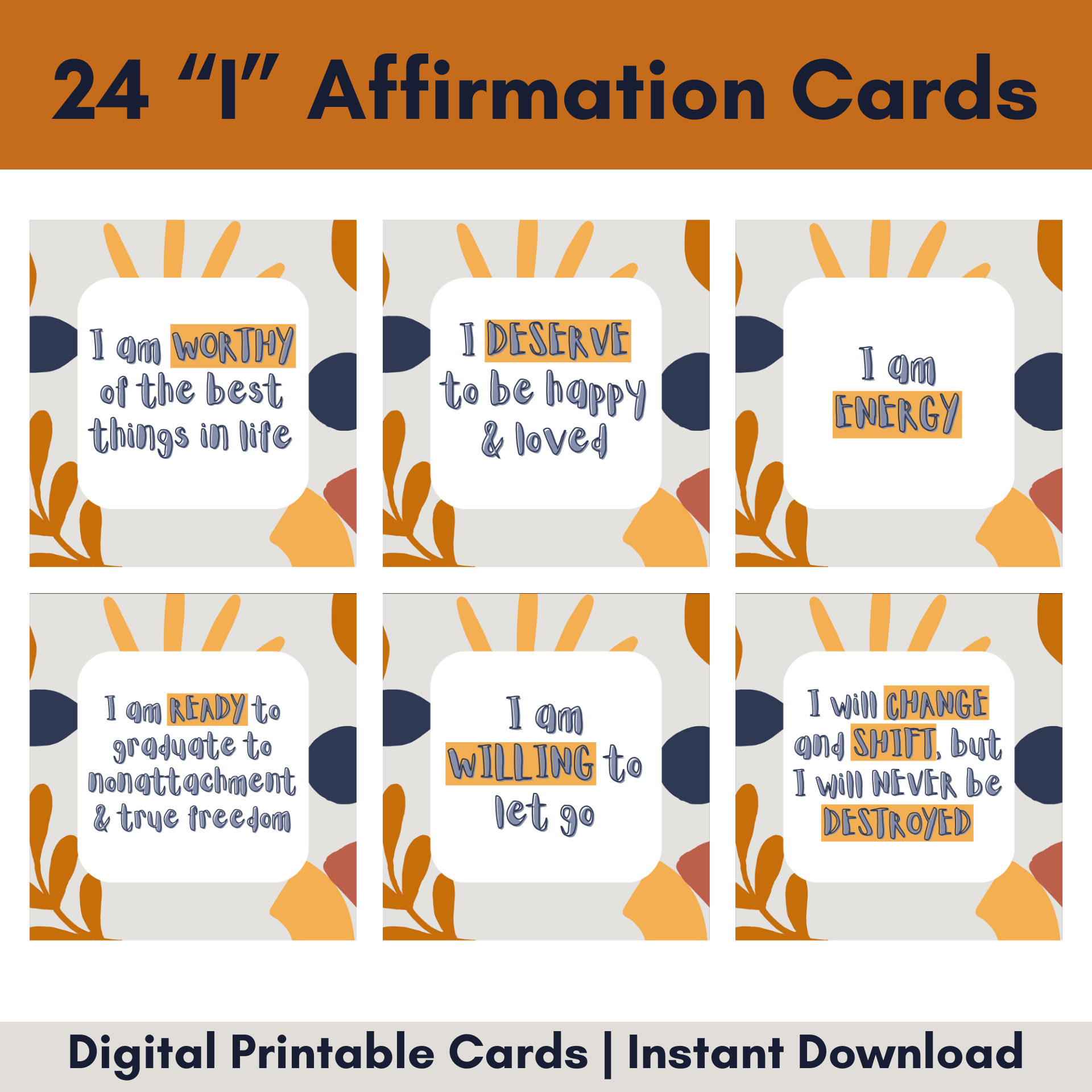 24 "I" Affirmation Cards PRINTABLE