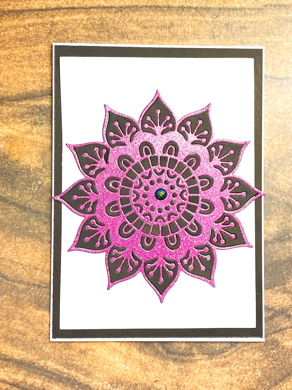 Thumbnail: Purple Glitter Mandala Greeting Card, Birthday, Note Cards, Spiritual