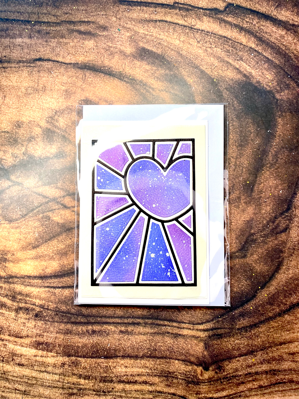 Thumbnail: Thinking of You -Watercolour Deep Purple Heart Card