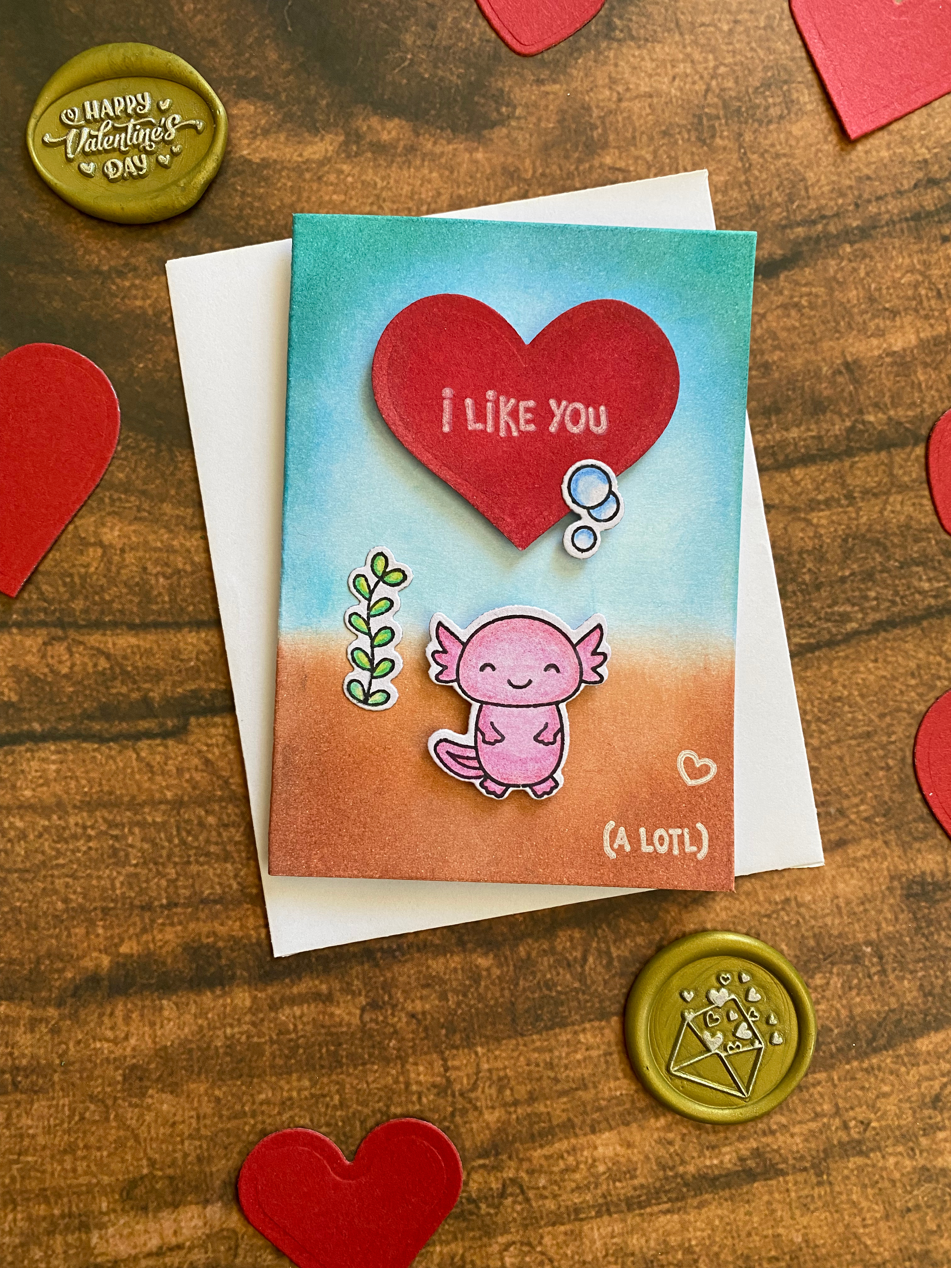 Cute Axolotl Valentines Day Greeting Card