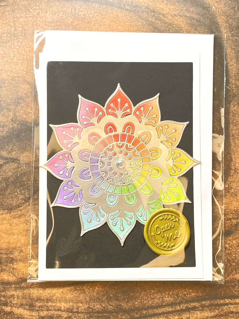 Thumbnail: Rainbow and Silver Mandala Greeting Card, Birthday, Note Cards, Yoga Decor