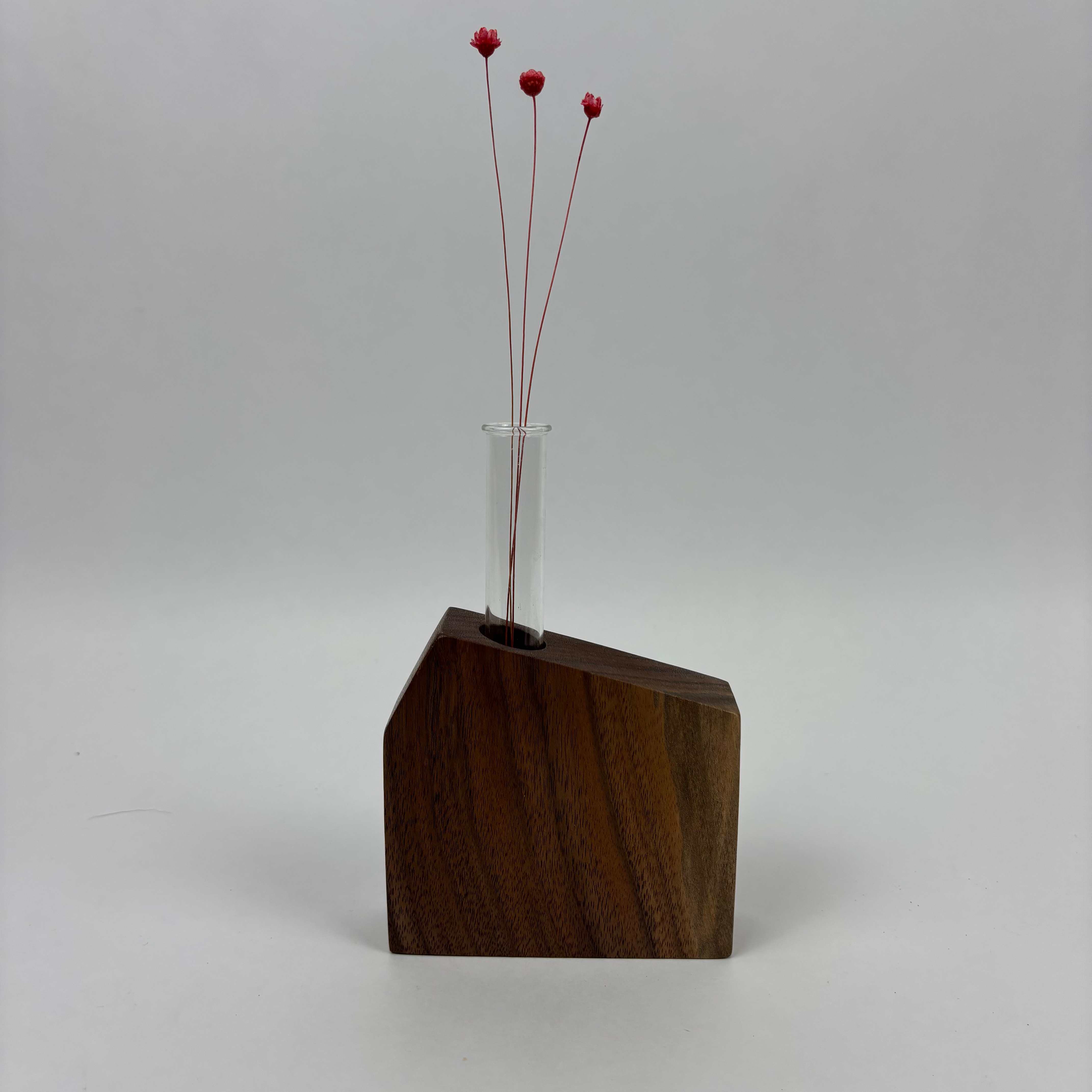 Walnut Angled Bud Vase
