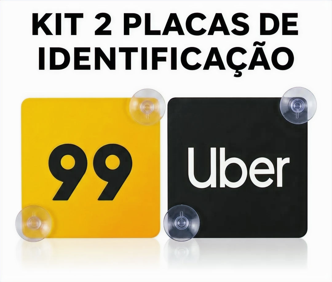 2 Plaquinhas Uber 99 Motorista Placa Aplicativo Removível