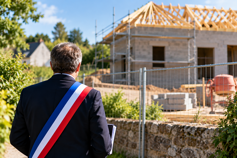 Maire obligé d’arrêter les travaux réalisés sans permis de construire sur un chantier.