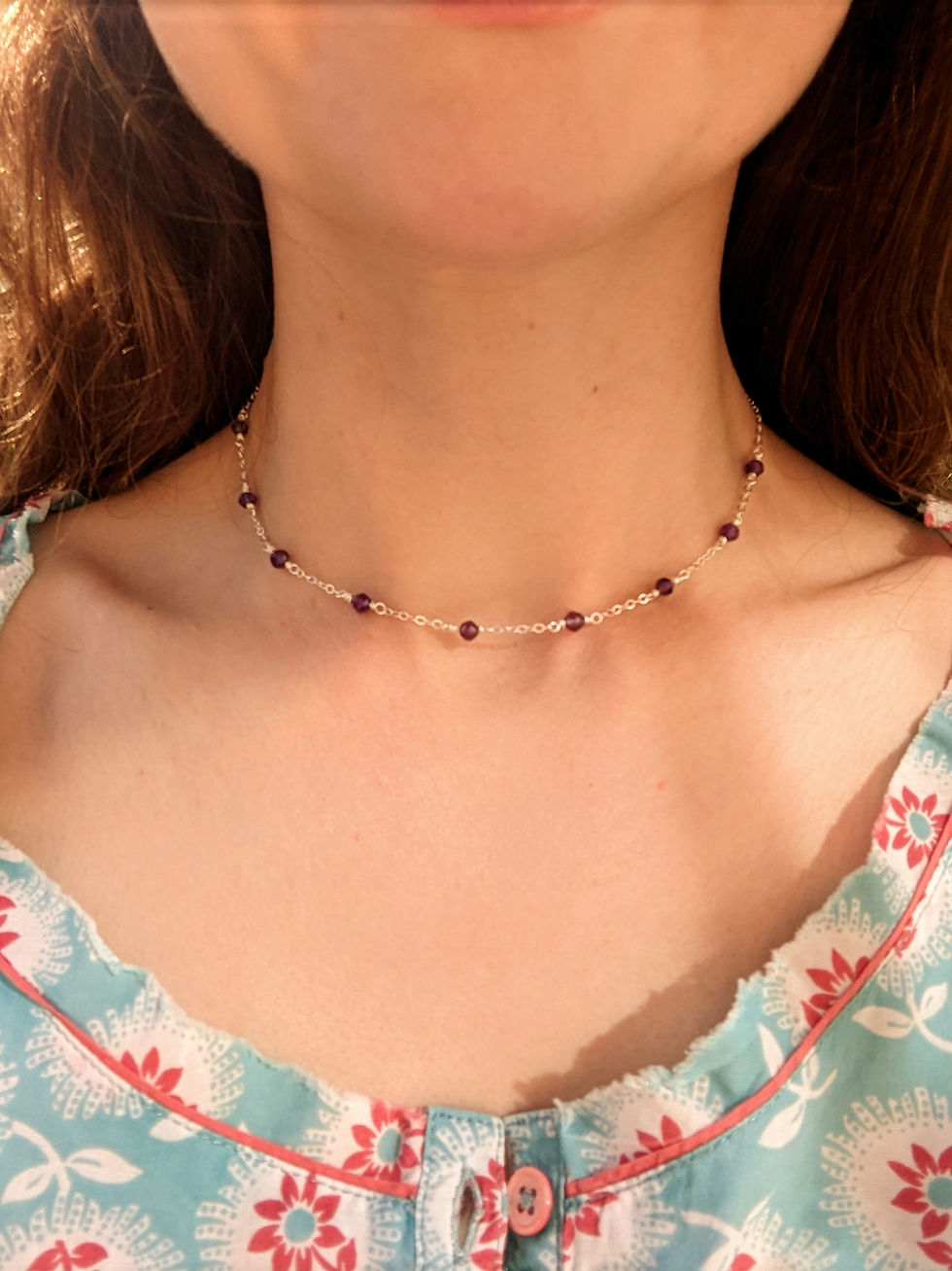 925 sterling silver purple amethyst necklace