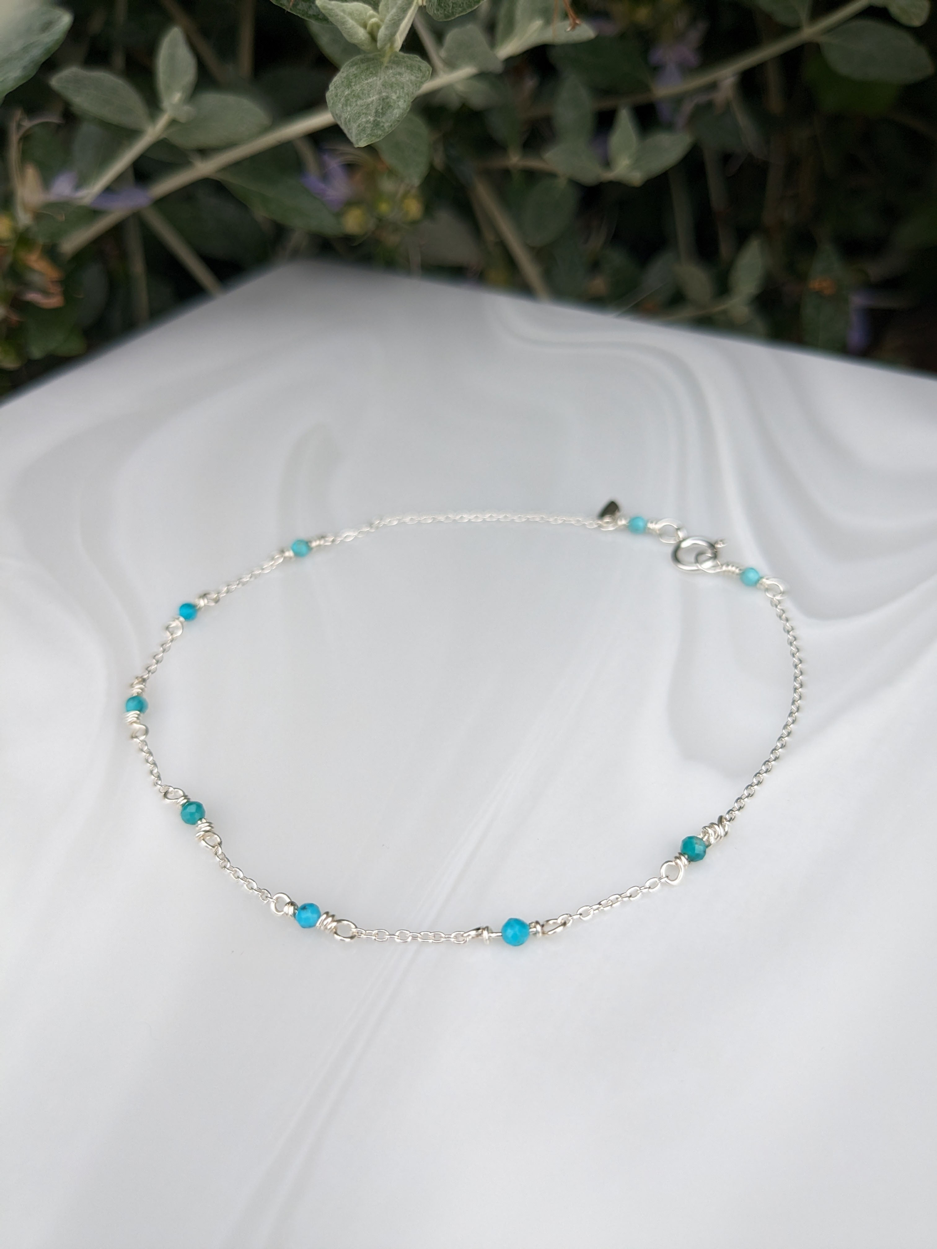 silver turquoise anklet