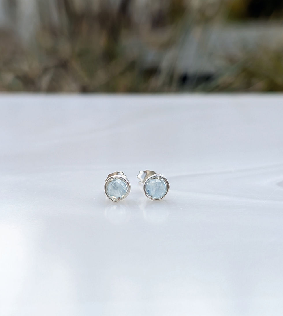 925 sterling silver aquamarine stud earrings pale blue