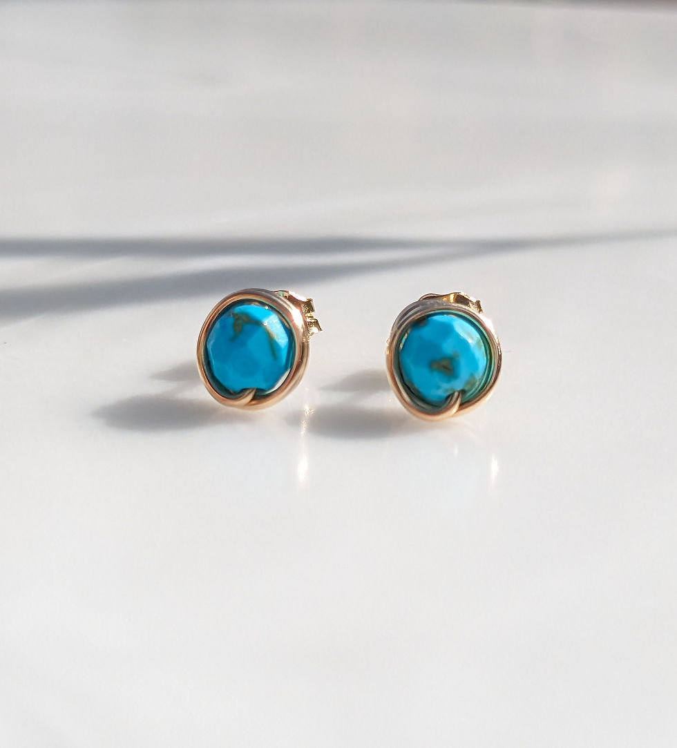 gold turquoise stud earrings
