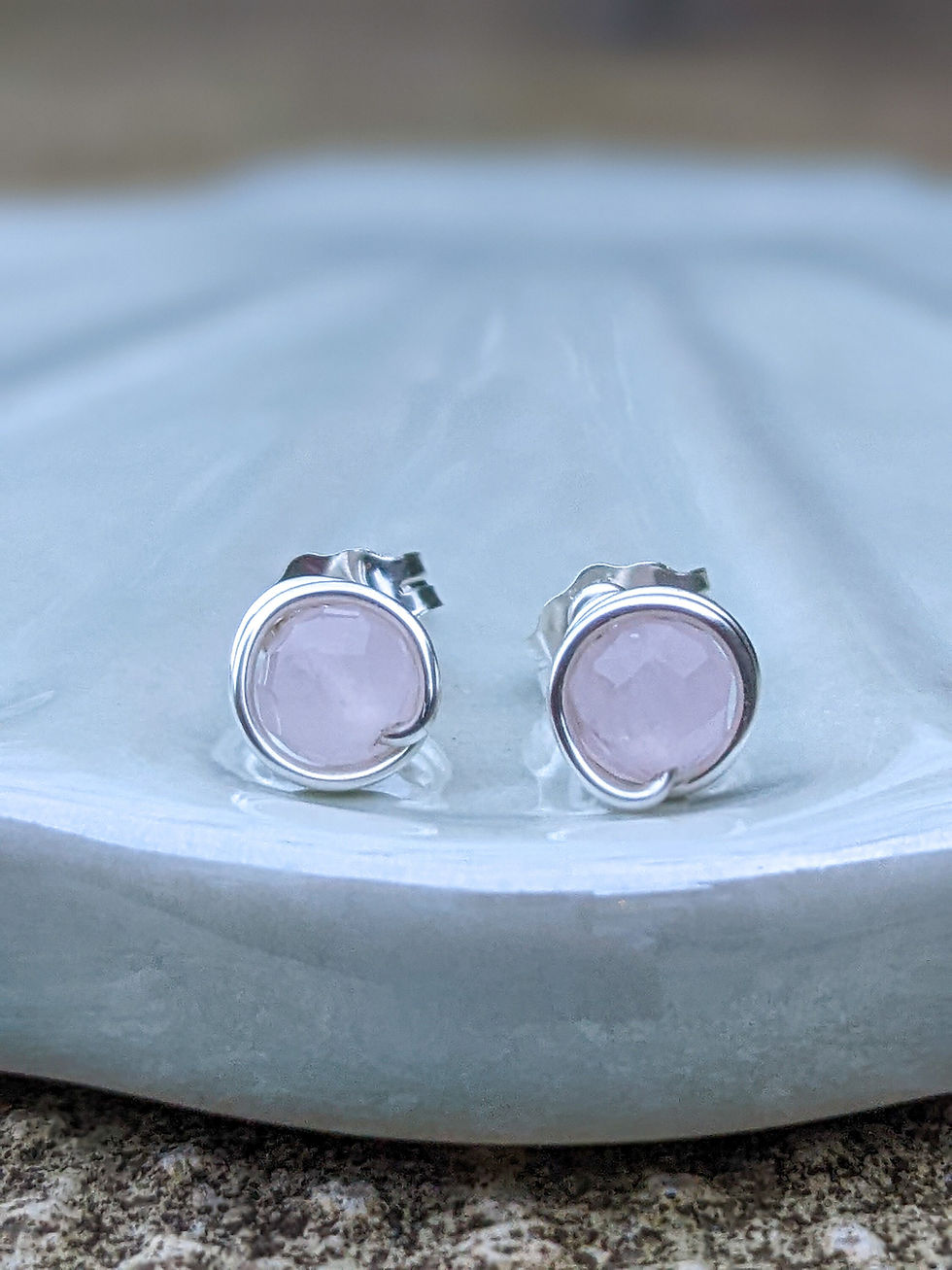 925 sterling silver rose quartz stud earrings