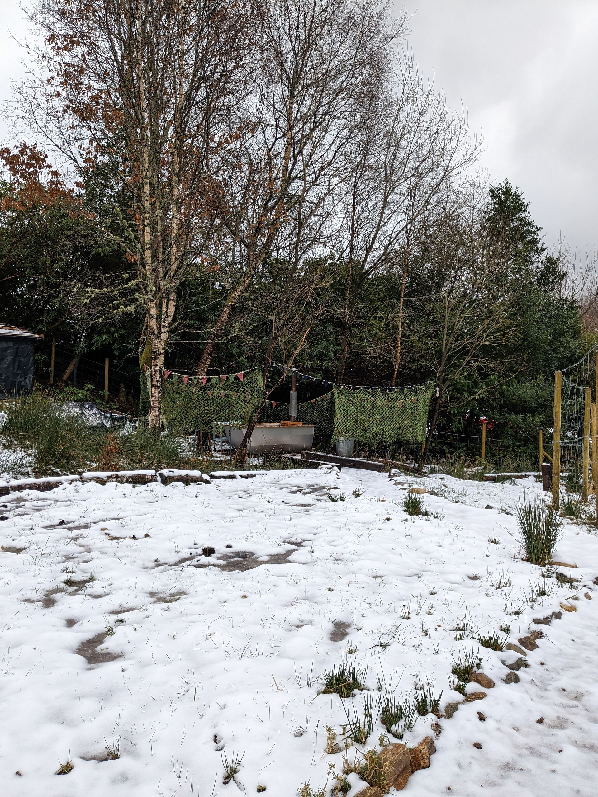 snow on the ground at back track bothies Glenfinnan Scotland