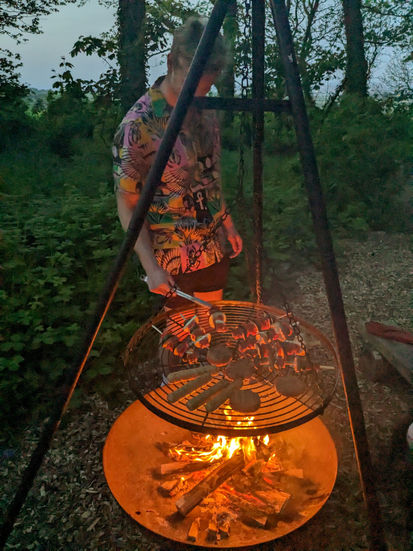 bbq fire pit on a glamping site