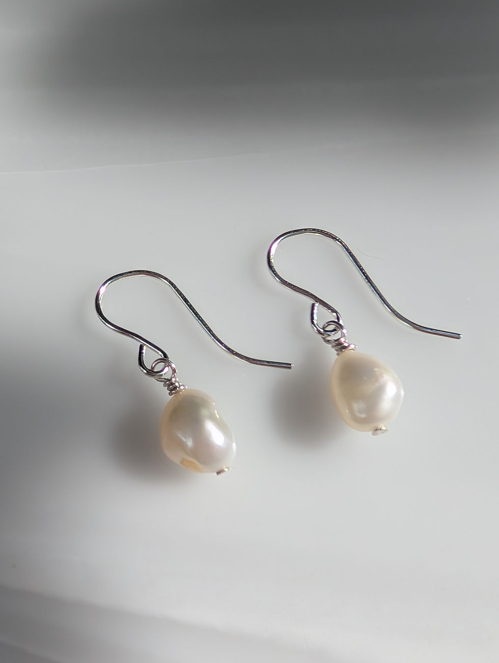 Thumbnail: 925 sterling silver freshwater pearl dangly earrings