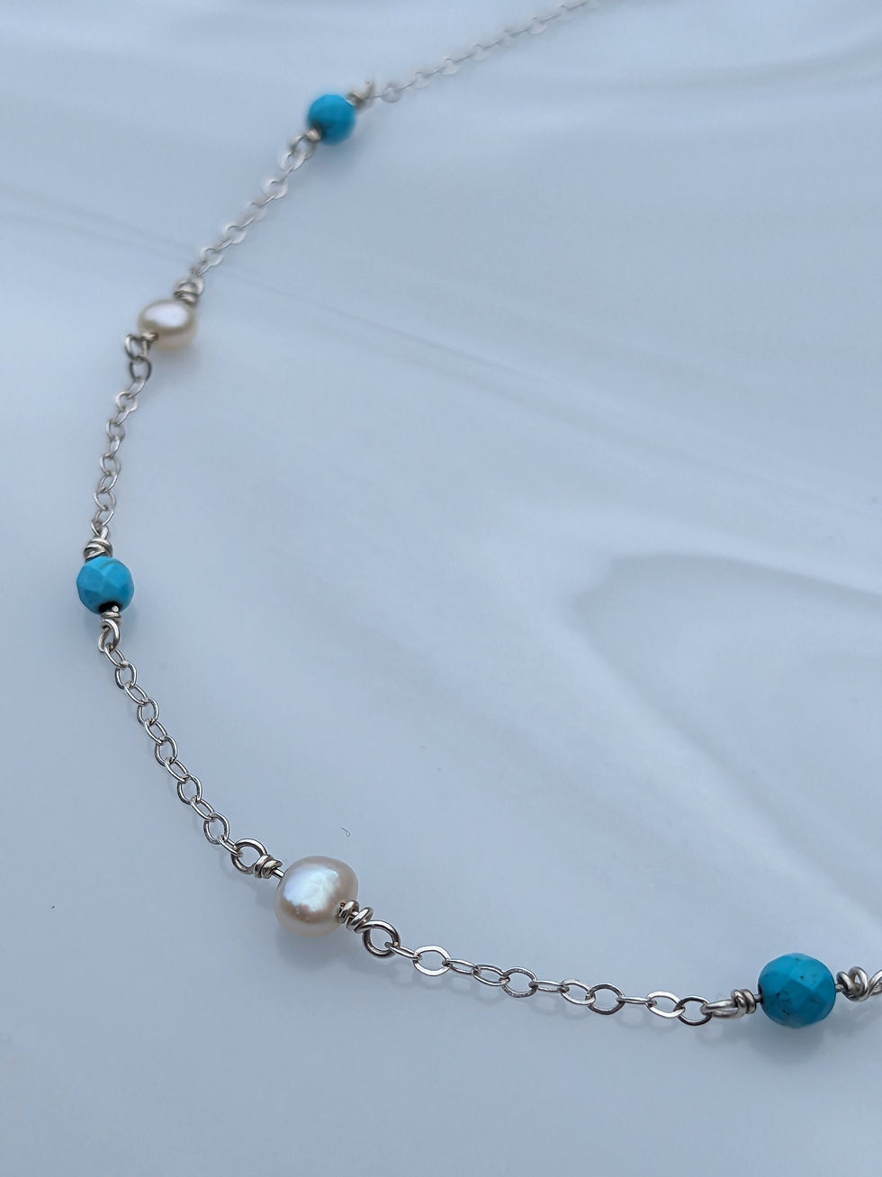 turquoise and pearl sterling silver jewellery
