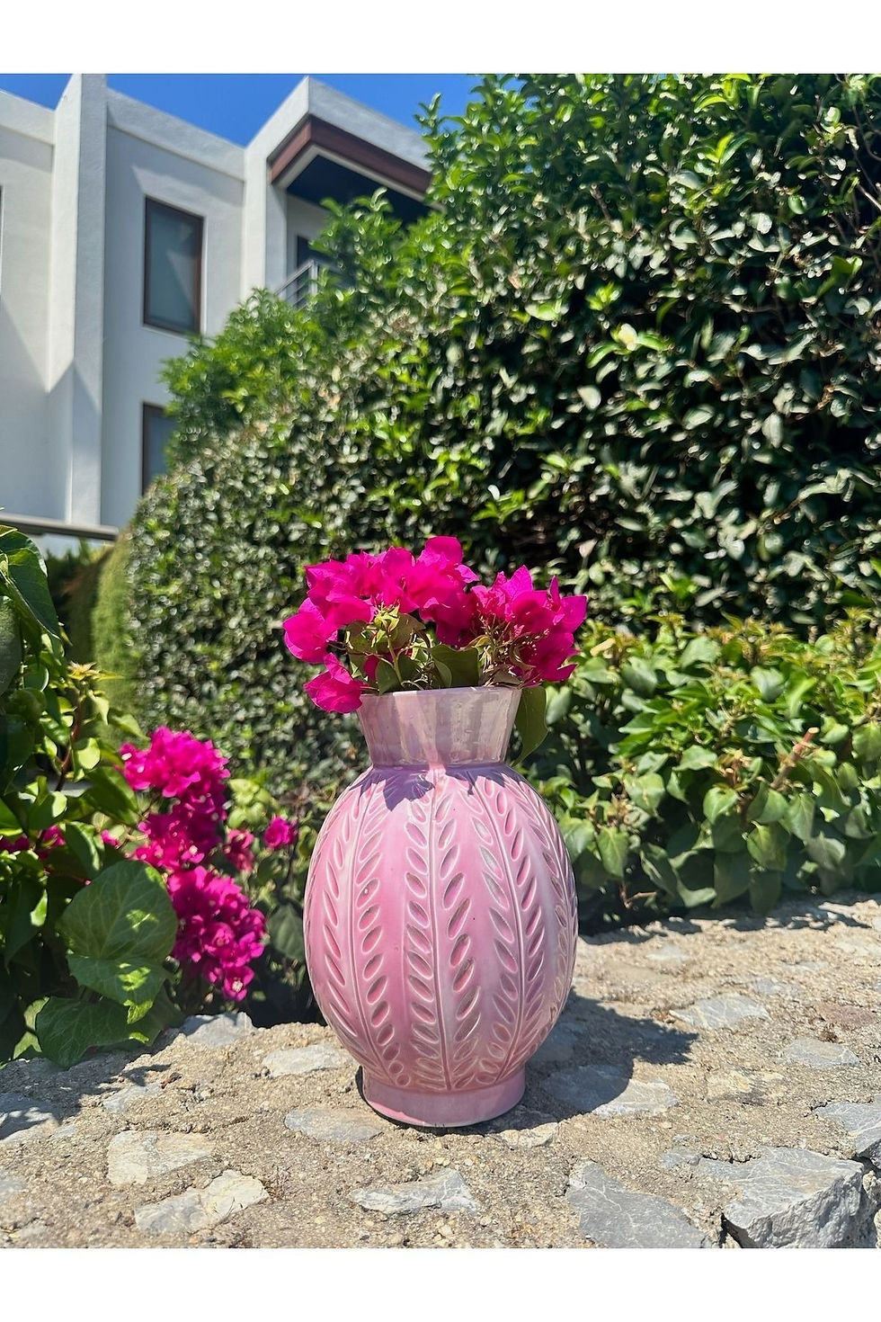 Küçük resim: El yapımı stoneware pudra pembe çiçek vazosu tasarımı
