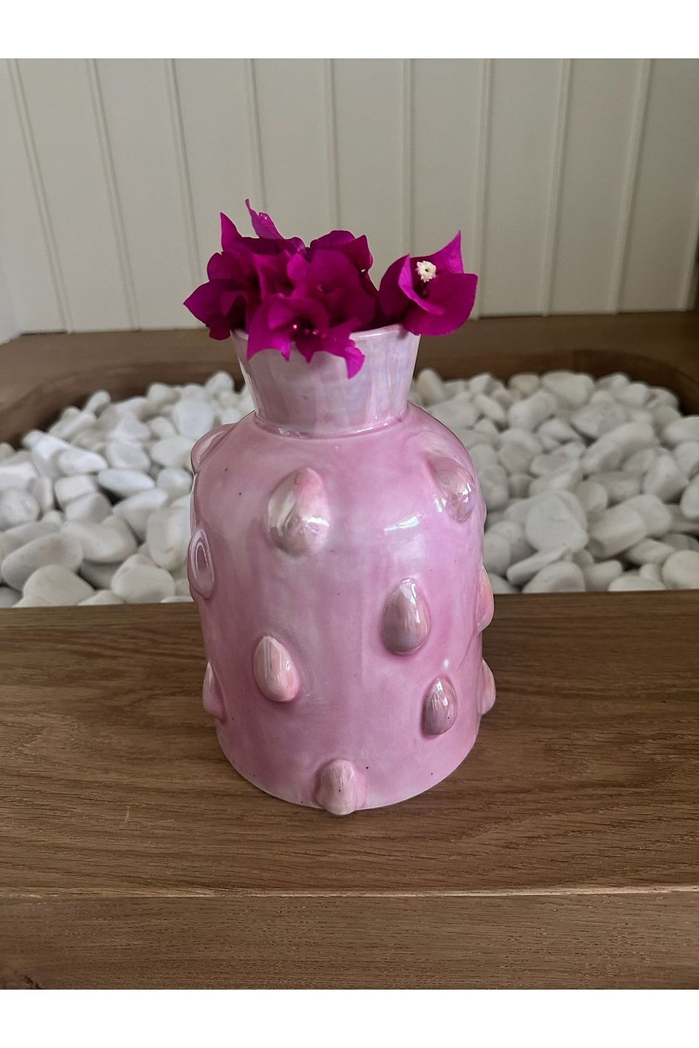 Thumbnail: Saphire Dot modeli el yapımı pudra damlalı desenli dekoratif vazo