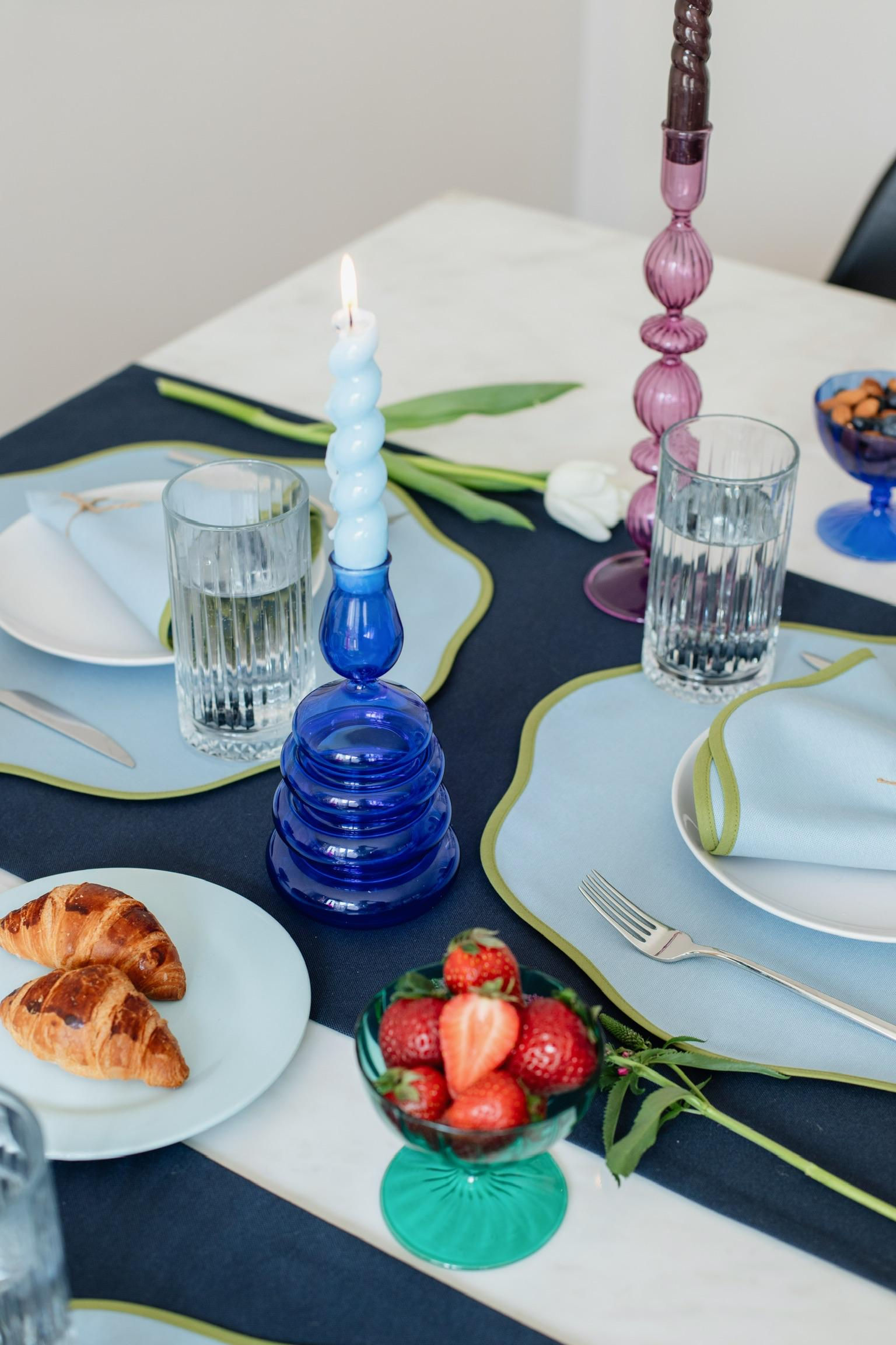 Bulut Mavi-Yeşil Model 2'li Amerikan Servis & Peçete 40x40 cm