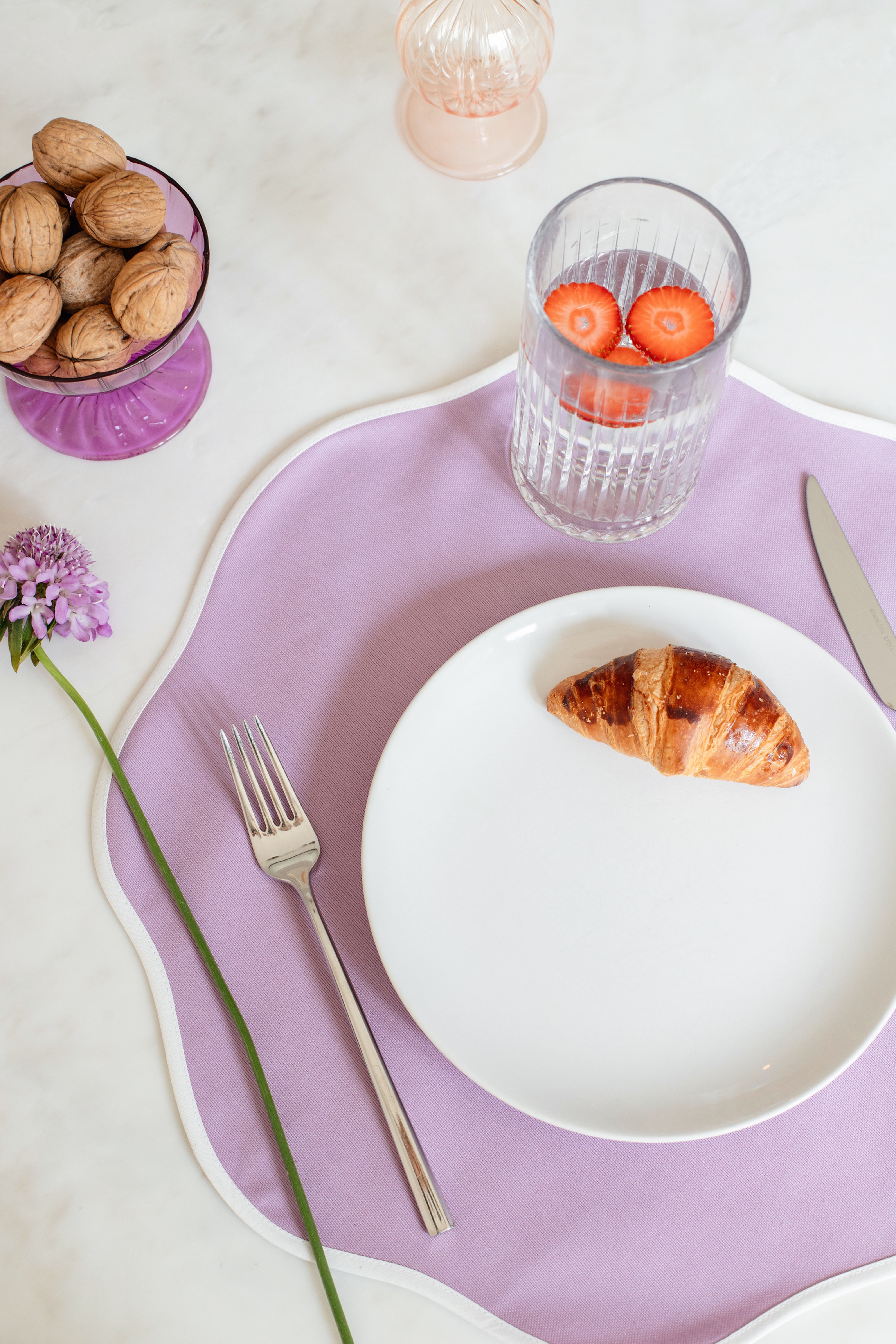 Bulut Lila Model 2'li Amerikan Servis & Peçete 40x40 cm