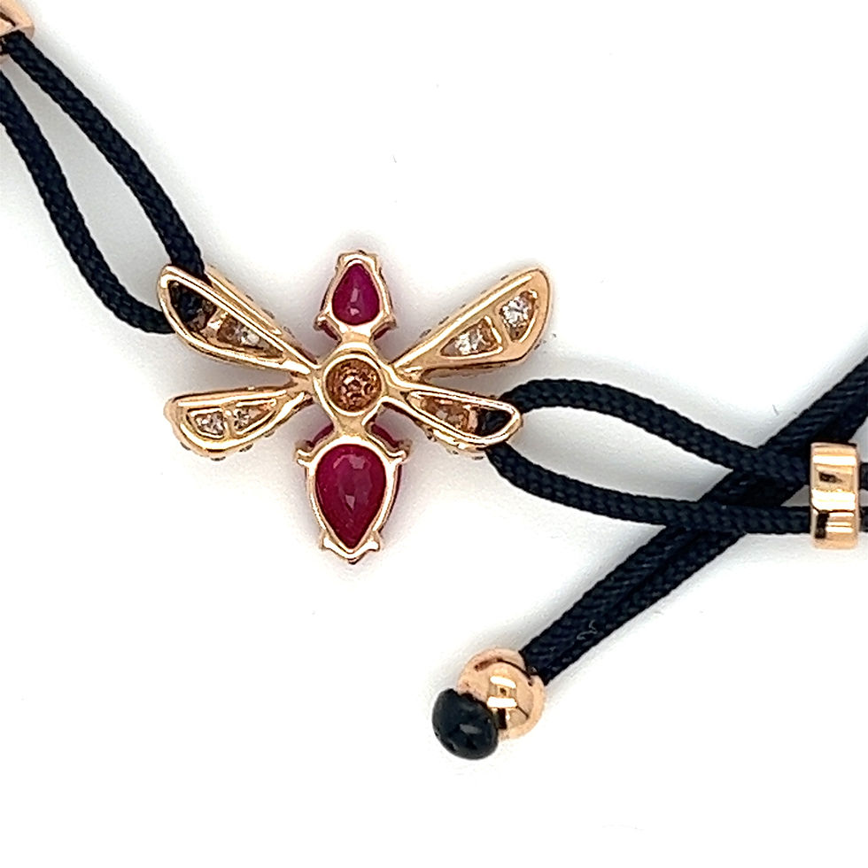 Thumbnail: 18K Rose Gold Ruby  Bee Woven Bracelet with Diamonds