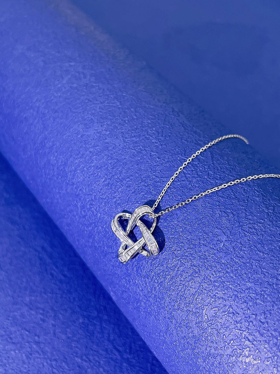 Thumbnail: 18K White Gold Diamond Hollow Square Necklace