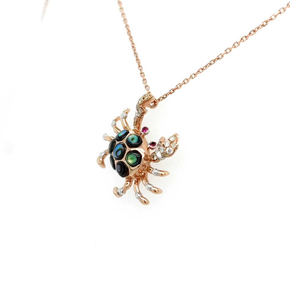 Thumbnail: 18K Rose Gold Crab Colored Diamond Pendant Necklace with Rubies