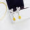 Thumbnail: 18K White and Yellow Gold Teardrop Bow Earrings with Yellow and White Diamonds