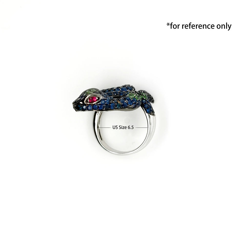 Thumbnail: 18K White Gold Snake Blue Sapphire Green Garnet & Ruby Ring