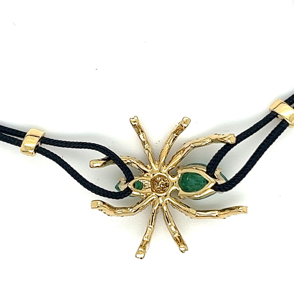 Thumbnail: 18K Yellow Gold Spider Woven Bracelet with Emeralds & Diamonds