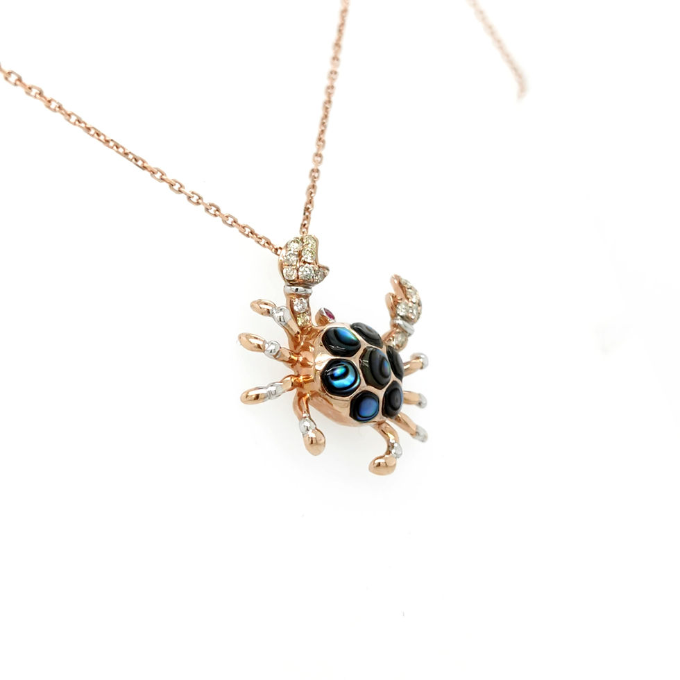 Thumbnail: 18K Rose Gold Crab Colored Diamond Pendant Necklace with Rubies