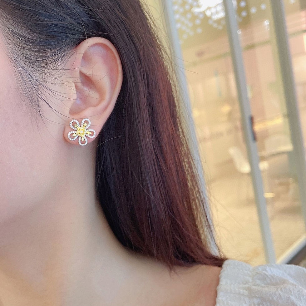 Thumbnail: 18K White Gold Yellow Diamond Earrings