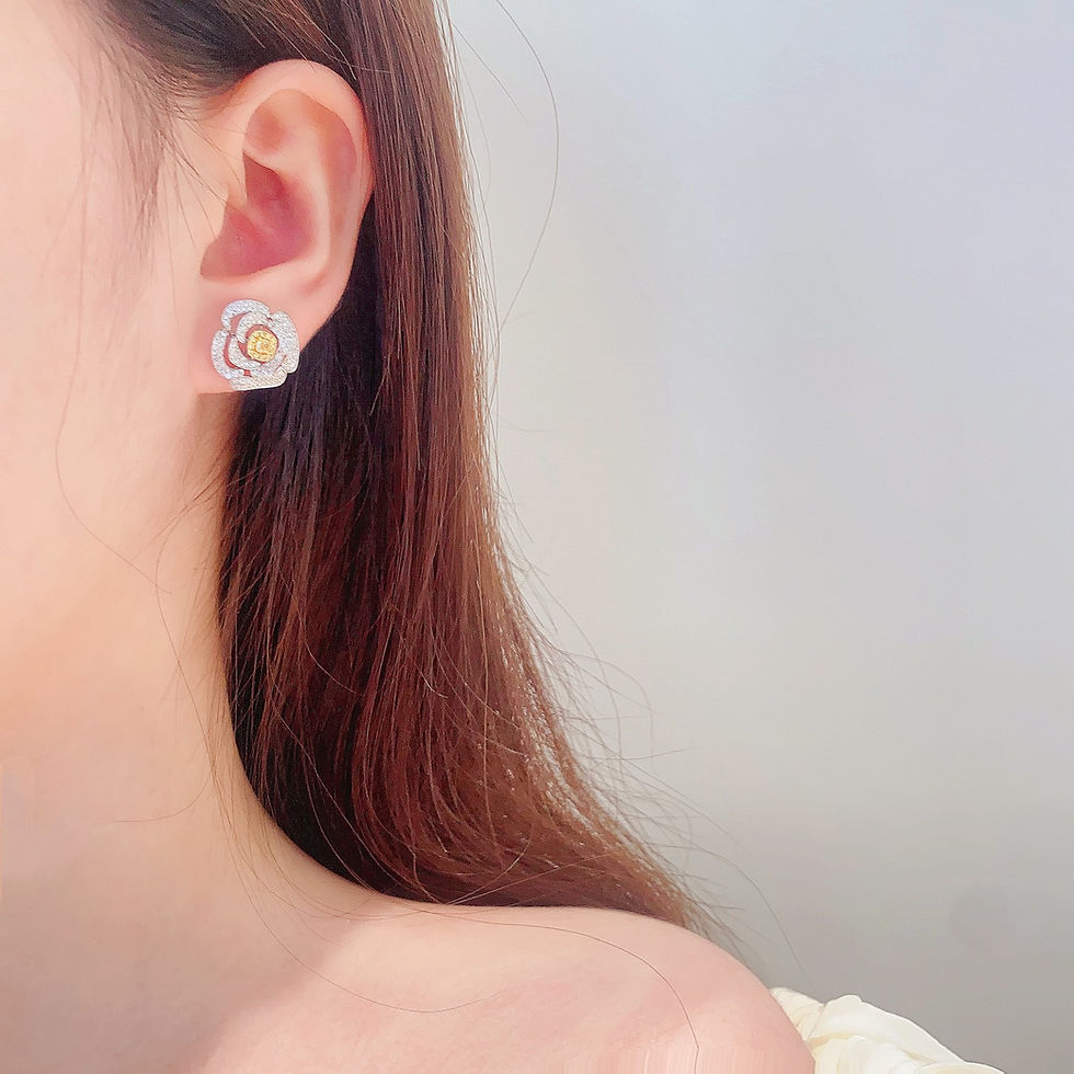 Thumbnail: 18K White Gold Yellow Diamond Earrings
