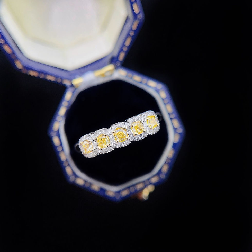 Thumbnail: 18k Gold Modern Ring Rare White and Yellow Diamonds in a Cushion