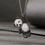 Thumbnail: 18K White Gold with Black and White Diamond Bear Necklace