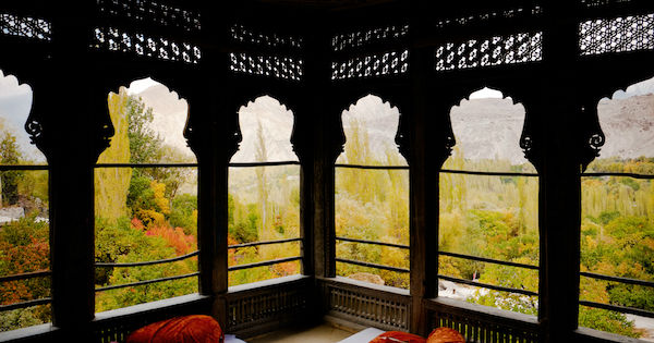 inside of a house looking outside at greenery