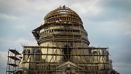 Das Bild zeigt die dreidimensionale Rekonstruktion der Kuppel der alten Frauenkirche in Dresden vor ihrer Zerstörung.
