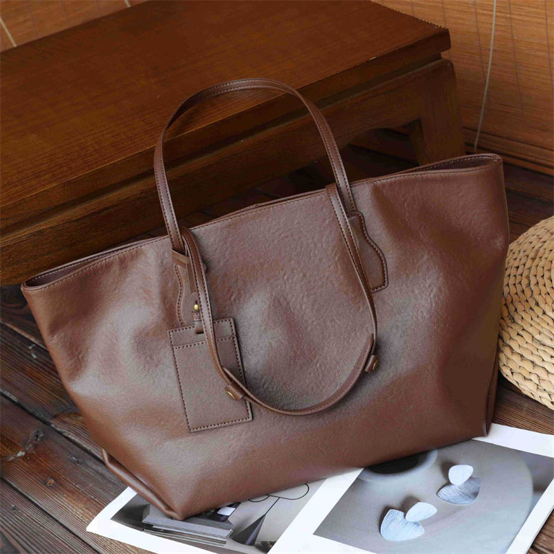 Thumbnail: BURMINSA Luxury 100% Genuine Leather Women Tote Bags Large Capacity Retro Laptop