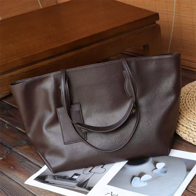 Thumbnail: BURMINSA Luxury 100% Genuine Leather Women Tote Bags Large Capacity Retro Laptop