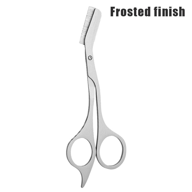 Thumbnail: 1pc New Stainless Steel Eyebrow Scissors With Comb Precision Shaping & Grooming 