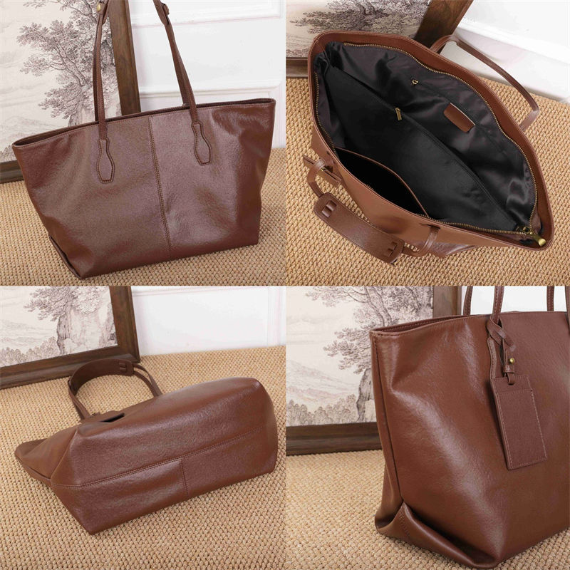 Thumbnail: BURMINSA Luxury 100% Genuine Leather Women Tote Bags Large Capacity Retro Laptop
