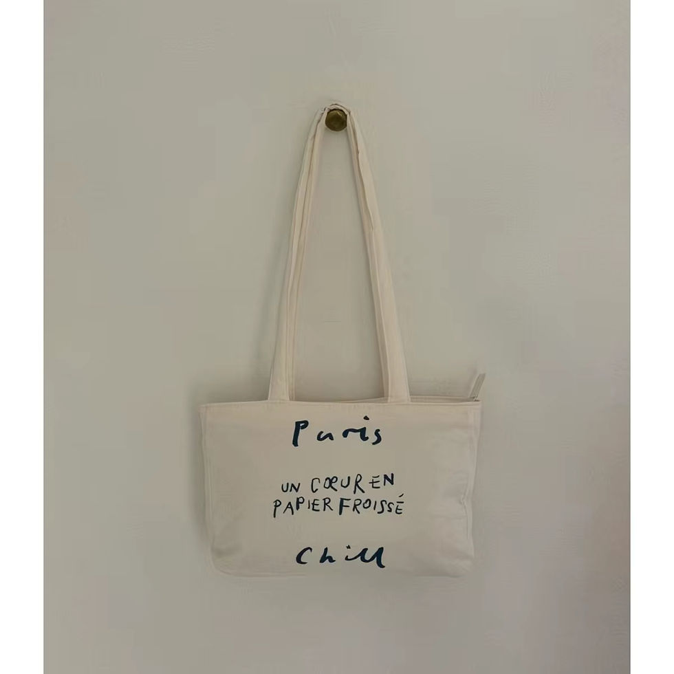 Thumbnail: Korean High-Quality French Retro Tote Shopping Bag Paper Puff Canvas Bag Shoulde