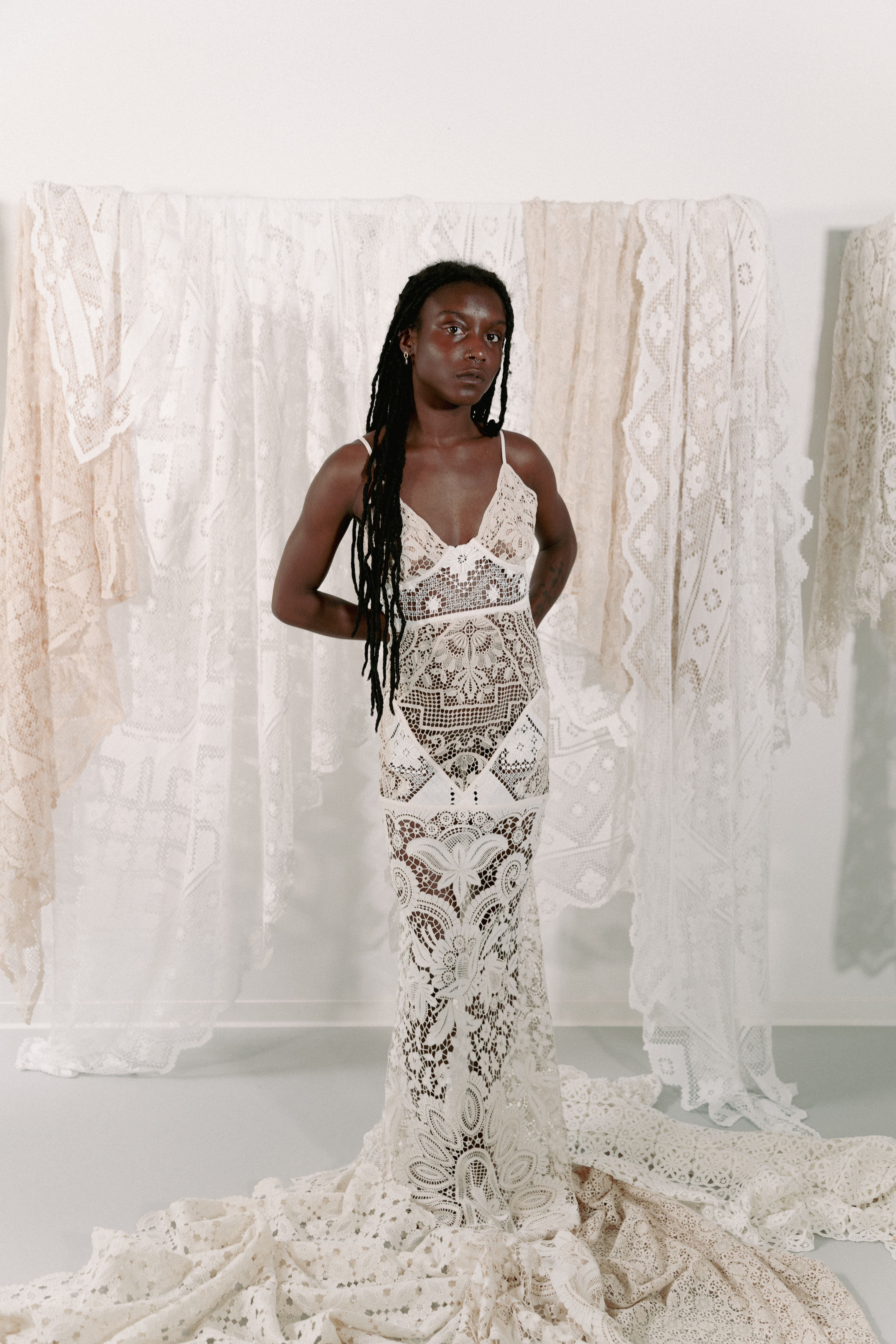 Maxikleid aus handgehäkelter Spitze "je dis oui"