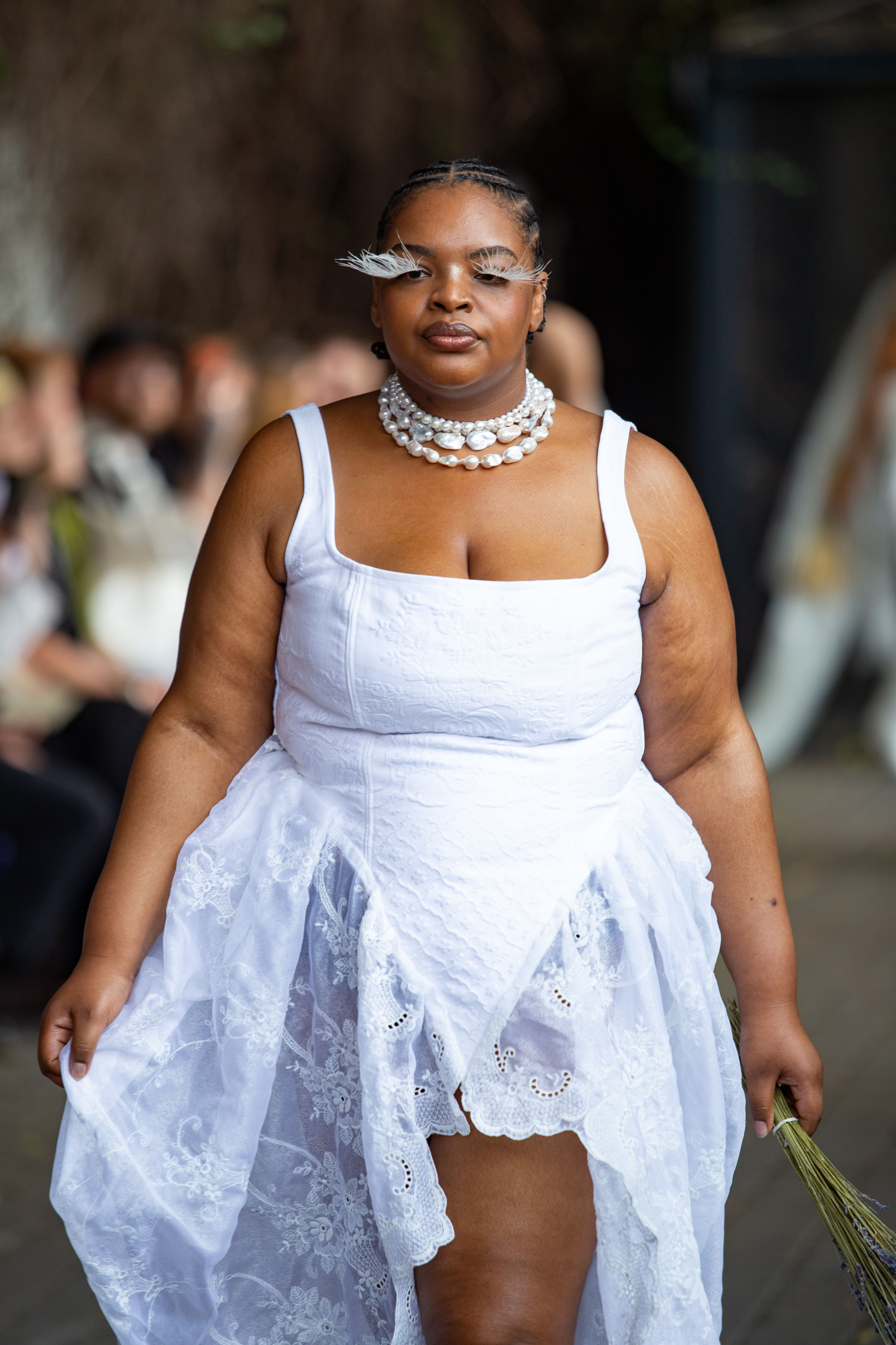 THE ATELIER CORSET DRESS with embroidered tulle white