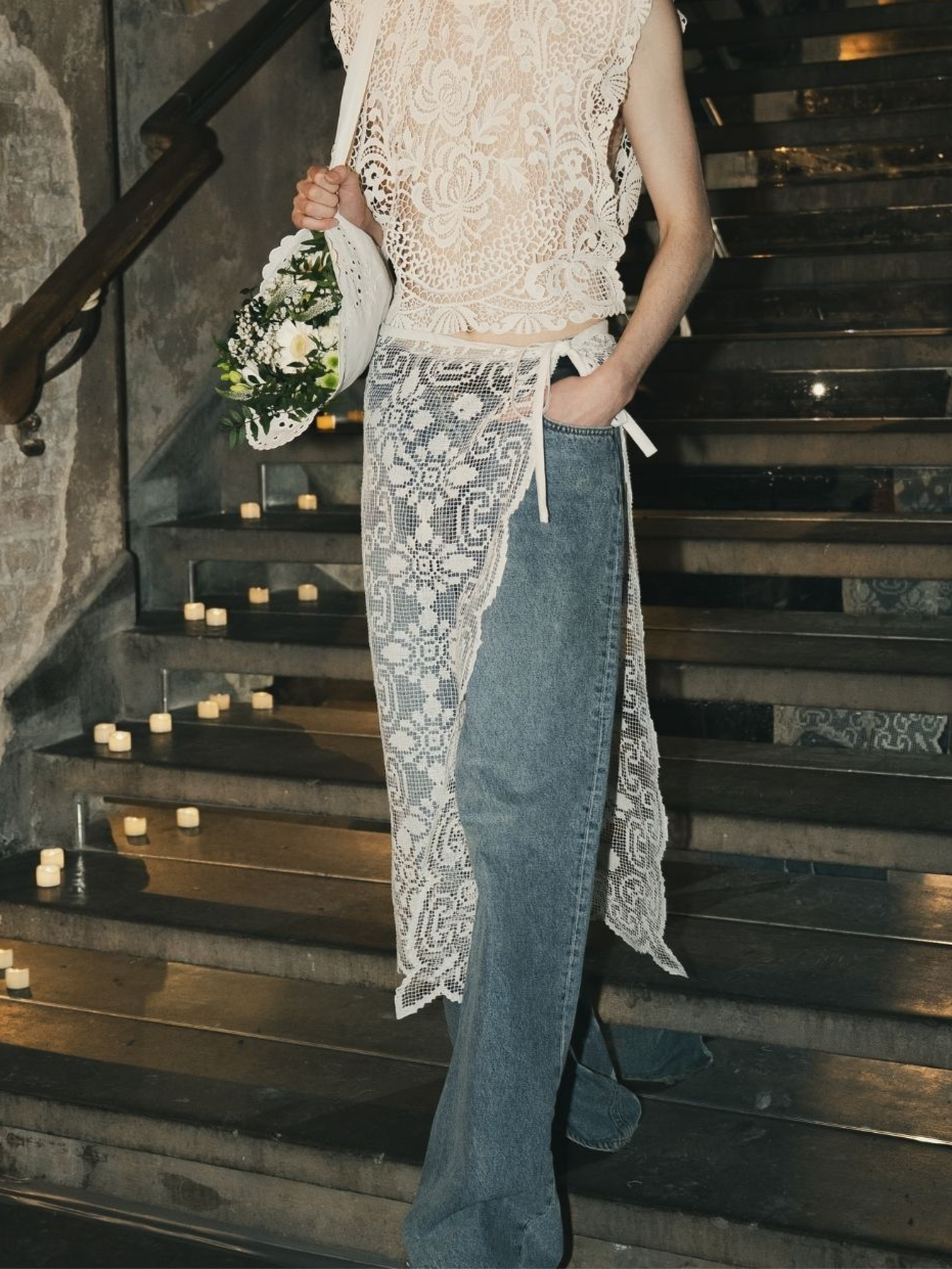 Hip Wrap aus weißer Vintage-Spitze – One Size