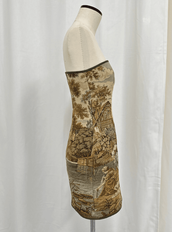 Thumbnail: Bustier-Minikleid aus französischem Vintage-Gobelin