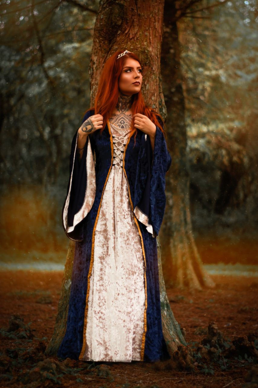 Vestido Medieval Azul Veludo