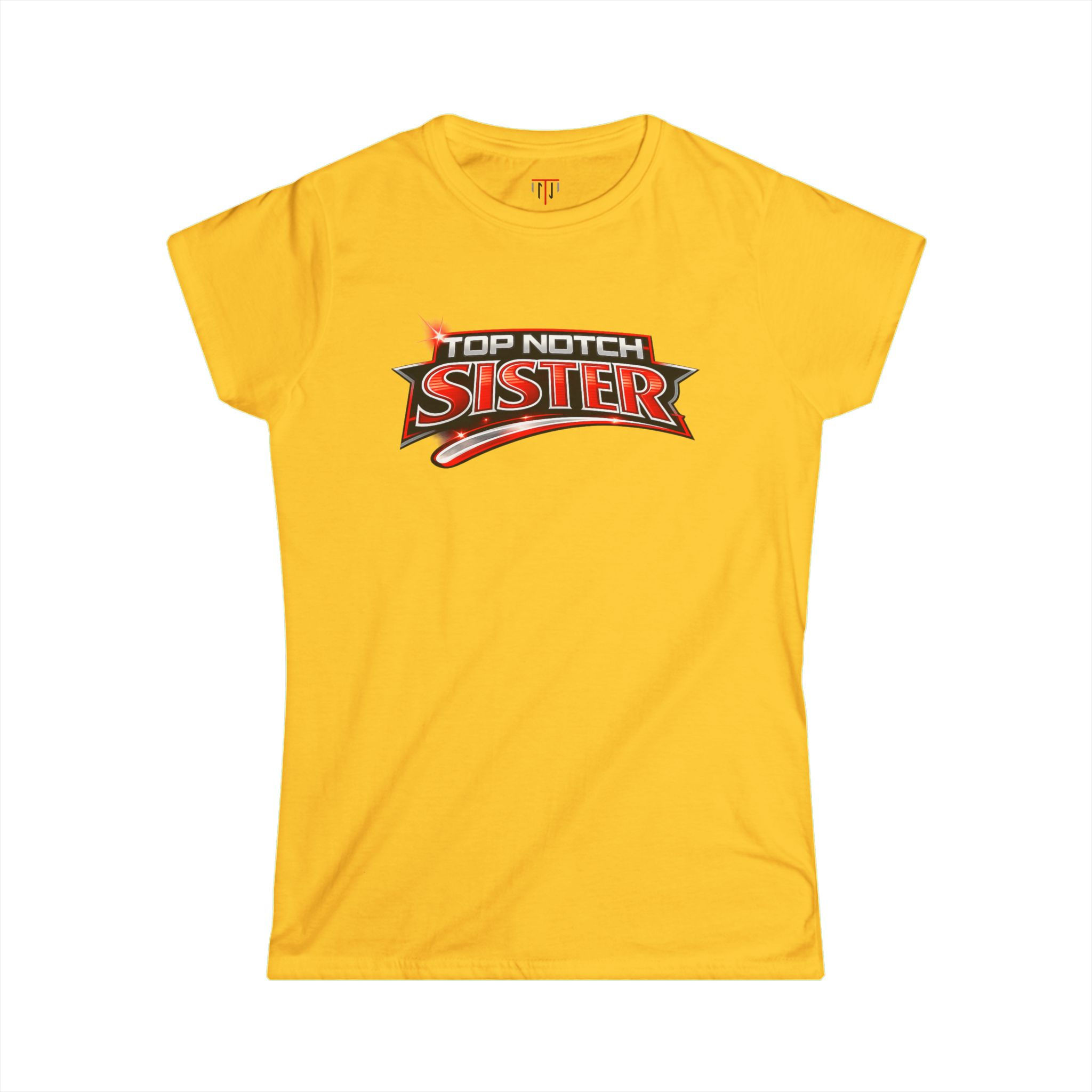 Top Notch Sister Crew Neck Softstyle Ladies yellow t-shirt